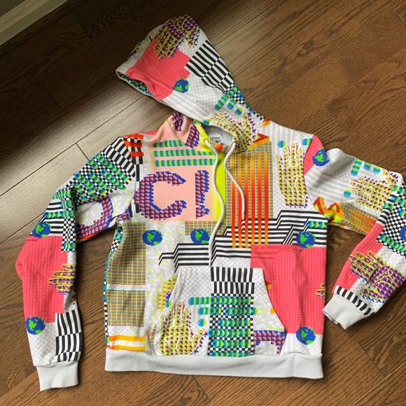 Opening Ceremony Tops - EUC Opening Ceremony Multi Color Geometric World Hand Printed Y2K Hoodie